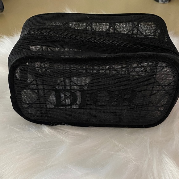 Dior Trousse Black Mesh cosmetics pouch new 6.5”L x 3.5” H x 3.25”D - Picture 2 of 6
